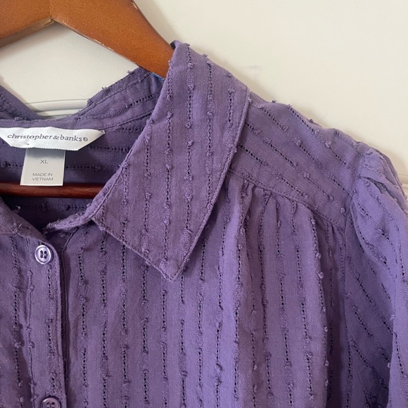 Christopher & Banks Lavender Button Down Blouse Women’s Size XL - Picture 6 of 13